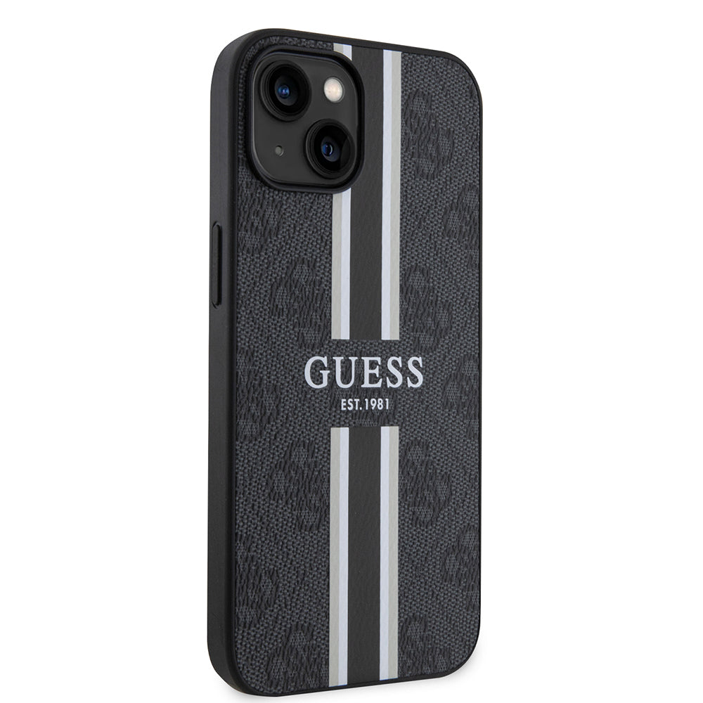 Guess iPhone 15 Orjinal Lisanslı M-safe Şarj Özellikli 4G Şerit Tasarımlı Printed Kılıf Guess iPhone 15 Orjinal Lisanslı M-safe Şarj Özellikli 4G Şerit Tasarımlı Printed Kılıf